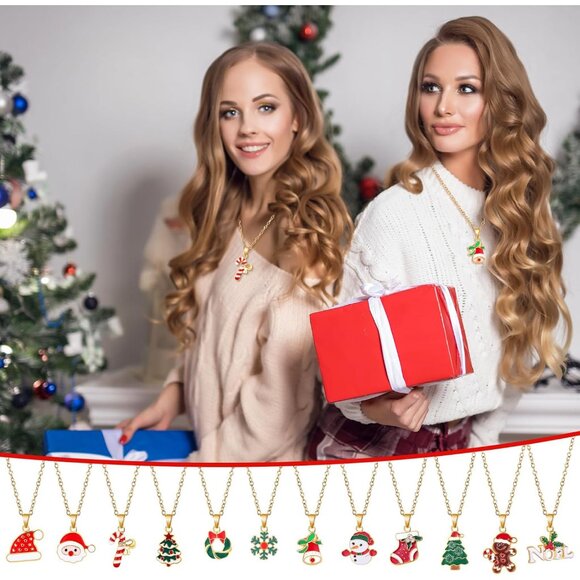 48 Pieces Christmas Necklaces Gift Set - Colorful Santa, Tree, Reindeer, Snowfla - Picture 6 of 7